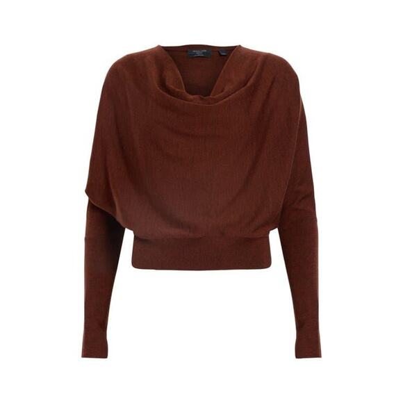 All saints Sweaters - All Saints Ridley Cropped Merino Wool Jumper Brown Women’s Size Medium